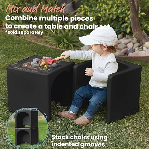 ECR4Kids Tri-Me 3-In-1 Cube Chair, Kids Furniture, Black