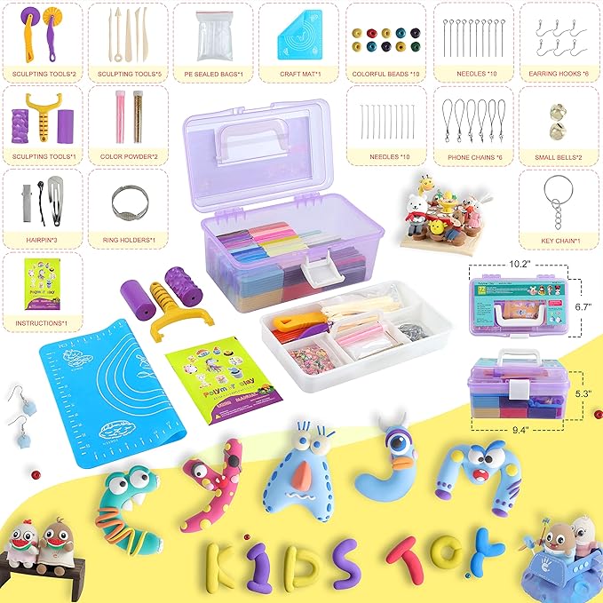 Polymer Clay 72 Colors,Large Sculpting Clay Modeling Clay Model Baking Clay,Sculpting Tools and Accessories Teaching is a Holiday Clay for Kids, Adults,Beginners…