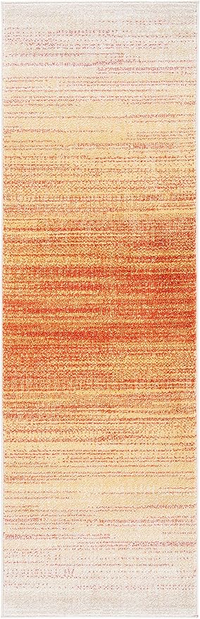 SAFAVIEH Adirondack Collection Runner Rug - 2'6" x 14', Orange & Red, Modern Ombre Design, Non-Shedding & Easy Care, Ideal for High Traffic Areas in Living Room, Bedroom (ADR142P)