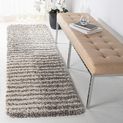 SAFAVIEH Hudson Shag Collection Runner Rug - 2'3" x 8', Grey & Ivory, Modern Abstract Design, Non-Shedding & Easy Care, 2-inch Thick Ideal for High Traffic Areas in Living Room, Bedroom (SGH298F)