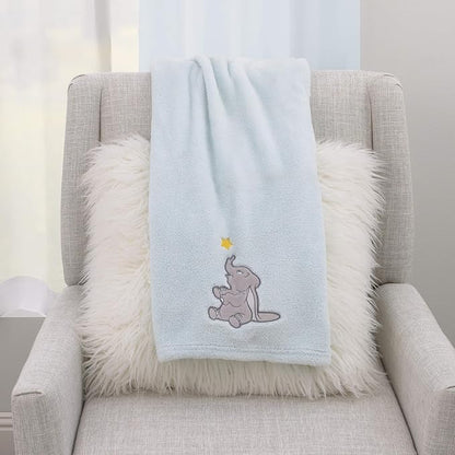 Disney Dumbo - Shine Bright Little Star Aqua, Grey & Yellow Super Soft Baby Blanket with Applique, Aqua, Grey, Yellow, (4453210P)
