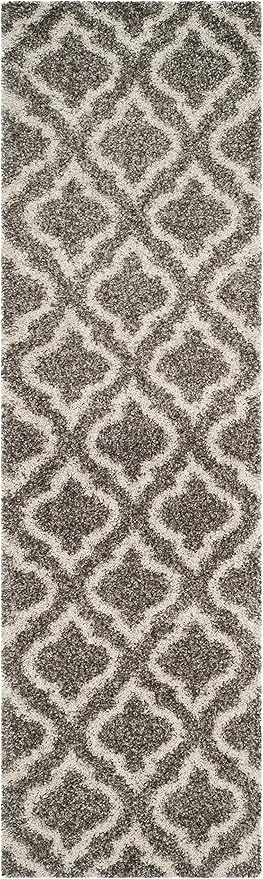 SAFAVIEH Hudson Shag Collection Runner Rug - 2'3" x 6', Grey & Ivory, Moroccan Design, Non-Shedding & Easy Care, 2-inch Thick Ideal for High Traffic Areas in Living Room, Bedroom (SGH284B)