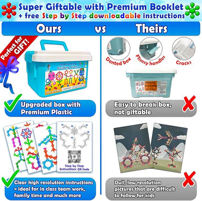 Curious 2 Learn 300 Pieces Building Blocks- Kids STEM Toys Educational Building Toys- Discs Sets Interlocking, Solid Plastic for Preschool Kids Boys and Girls Aged 3+, Creativity Kids Toys