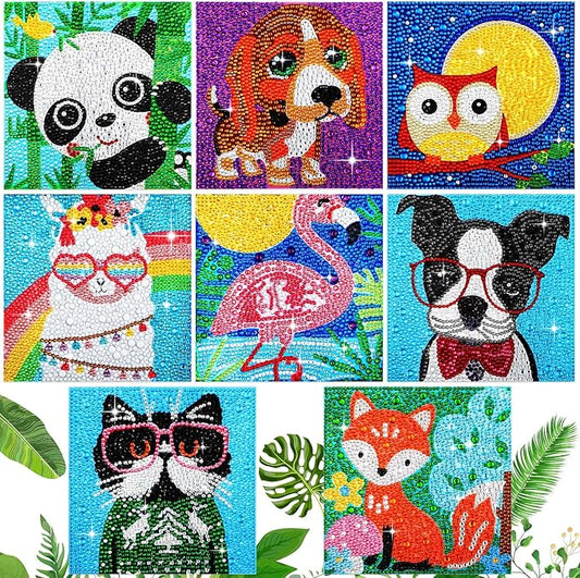 8 Pieces 5D Diamond Kit for Kids Crafts for Kids Ages 8-12 Painting Kits for Kids Diamond Art for Kids DIY Full Drill Painting Set Kids' Paint by Number Kits(Delicate Style)