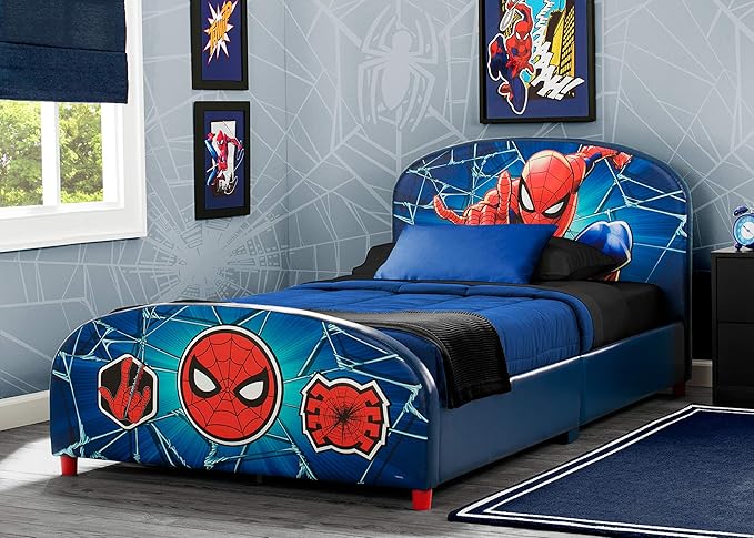 Delta Children Upholstered Twin Bed, Marvel Spider Man