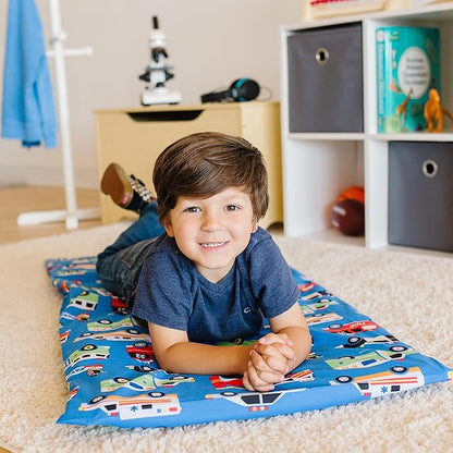 Wildkin Kids Nap Mat Cover for Boys & Girls, Sewn-in Flap Design Rest Mat Cover, Perfect for Preschool and Daycare, Fits Our Vinyl Nap Mat up to 1.5 Inches Including Basic Sleep Mat (Heroes)
