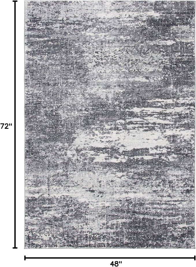 SAFAVIEH Evoke Collection 4' x 6' Ivory/Grey EVK272F Modern Abstract Non-Shedding Living Room Bedroom Accent Rug