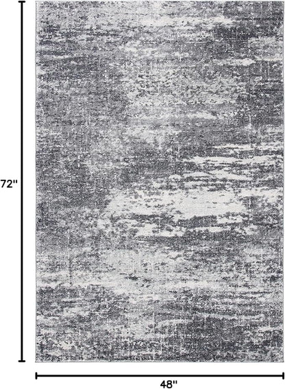 SAFAVIEH Evoke Collection 4' x 6' Ivory/Grey EVK272F Modern Abstract Non-Shedding Living Room Bedroom Accent Rug