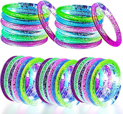 30 Pack Glow Sticks Bracelets,6 Color LED Bracelets,Light Up Bracelets Glow Party Favors for Kids Adults,Glow in the Dark Party Supplies for Birthday,Carnival,Wedding,Halloween,Concert