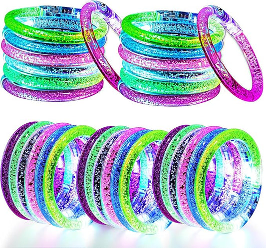 30 Pack Glow Sticks Bracelets,6 Color LED Bracelets,Light Up Bracelets Glow Party Favors for Kids Adults,Glow in the Dark Party Supplies for Birthday,Carnival,Wedding,Halloween,Concert