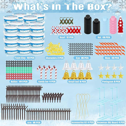 EOBOH 48 Pack Christmas Snowman Craft Kit, DIY Snowman Crafts for Kids, Build a Snowman Kit Indoor Decor, Creative Air Dry Modeling Clay, Xmas Snowman Making Kit Gift Toys for Holiday Party Supplies