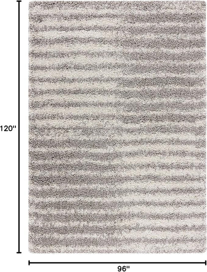 SAFAVIEH Hudson Shag Collection Area Rug - 8' x 10', Grey & Ivory, Modern Abstract Design, Non-Shedding & Easy Care, 2-inch Thick Ideal for High Traffic Areas in Living Room, Bedroom (SGH298F)