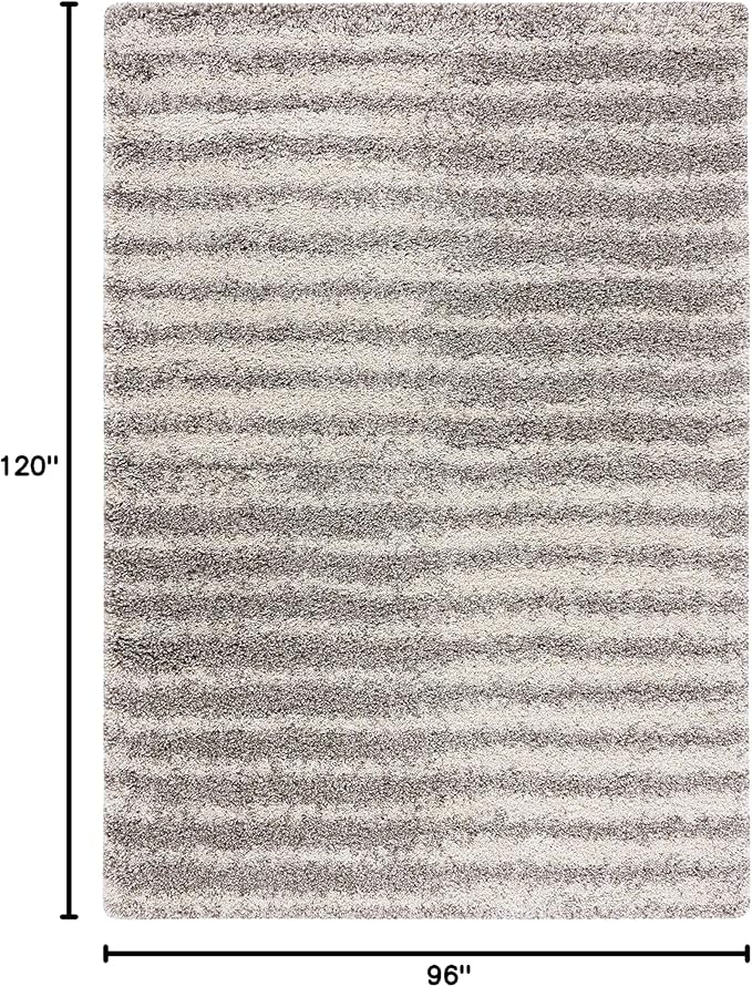 SAFAVIEH Hudson Shag Collection Area Rug - 8' x 10', Grey & Ivory, Modern Abstract Design, Non-Shedding & Easy Care, 2-inch Thick Ideal for High Traffic Areas in Living Room, Bedroom (SGH298F)