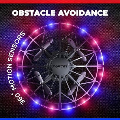 Force1 Scoot LED Hand Operated Drone for Kids or Adults - Hands Free Motion Sensor Mini Drones, Easy Indoor Flying Orb Ball Small UFO Toy for Boys and Girls (Red/Blue)