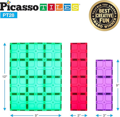 PicassoTiles Large Stabilizer Building Block Base Jumbo XL Plate Foundation Kit Magnetic Building Blocks Magnet Tiles Stacking STEM Toy Set