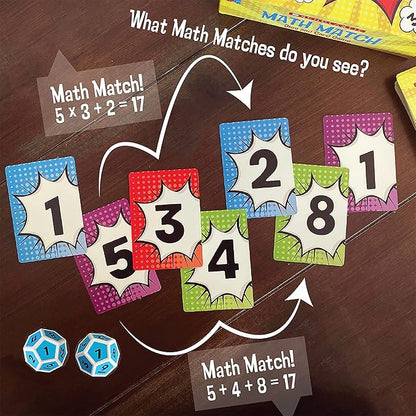 University Games, Scholastic Math Match Travel Dice Game, Mathematics Reinforcement Game for Kids, for 2 or More Players Ages 5 and Up