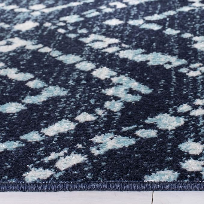 SAFAVIEH Adirondack Collection Accent Rug - 4' x 6', Navy & Ivory, Modern Diamond Distressed Design, Non-Shedding & Easy Care, Ideal for High Traffic Areas in Entryway, Living Room, Bedroom (ADR131N)