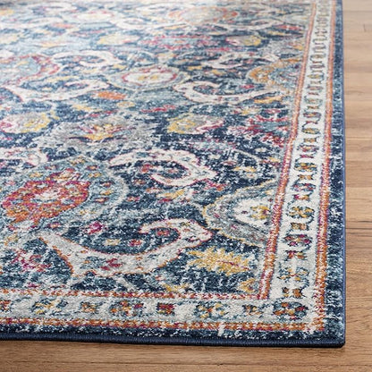 SAFAVIEH Evoke Collection 2'2" x 7' Navy / Fuchsia EVK255N Boho Non-Shedding Living Room Entryway Foyer Hallway Bedroom Runner Rug