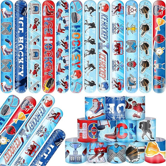 48 PCS Ice Hockey Slap Bracelets Party Favors Ice Hockey Wristbands Bracelets Goodie Bag Fillers for Ice Hockey Birthday Decorations Supplies for Class Reward Prizes Gift for Kids Party Favors