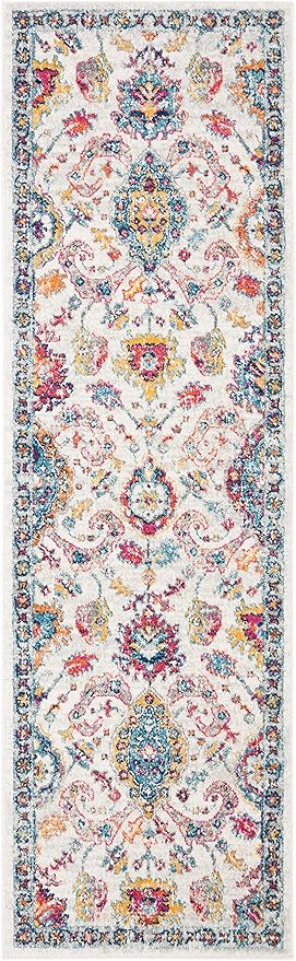 SAFAVIEH Evoke Collection 2'2" x 7' Cream / Orange EVK255B Boho Non-Shedding Living Room Entryway Foyer Hallway Bedroom Runner Rug