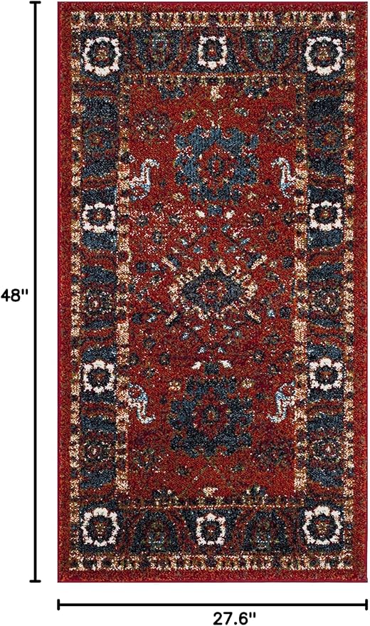 SAFAVIEH Vintage Hamadan Collection Accent Rug - 2'3" x 4', Orange & Blue, Traditional Persian Design, Non-Shedding & Easy Care, Ideal for High Traffic Areas in Foyer, Living Room, Bedroom (VTH214C)