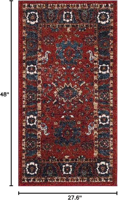 SAFAVIEH Vintage Hamadan Collection Accent Rug - 2'3" x 4', Orange & Blue, Traditional Persian Design, Non-Shedding & Easy Care, Ideal for High Traffic Areas in Foyer, Living Room, Bedroom (VTH214C)