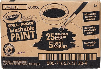 Crayola Spill Proof Paint Set (25ct), Washable Paint for Kids, Kids Craft Supplies, Holiday Gift for Toddlers & Kids, Nontoxic, 3+