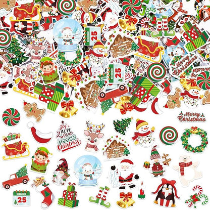JULBEAR Christmas Foam Sticker, 300Pcs Winter Bulk Colorful Printing Self-Adhesive Campus Themed Foam Stickers for Kids Christmas Party Favors DIY Crafts Holiday Classroom Decorations
