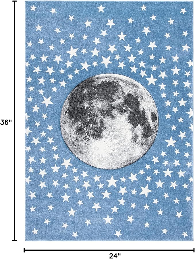 SAFAVIEH Carousel Kids Collection Accent Rug - 2' x 3', Light Blue & Grey, Non-Shedding & Easy Care, Ideal for High Traffic Areas for Boys & Girls in Playroom, Nursery, Bedroom (CRK135L)