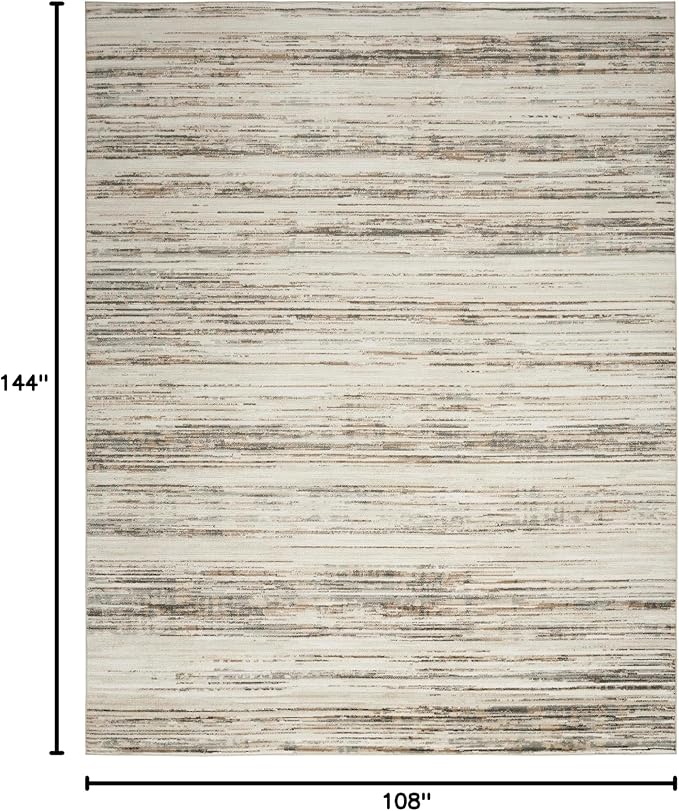 Nourison Serenity Home Abstract Ivory Beige 9' x 12' Area Rug, Easy Cleaning, Non Shedding, Bed Room, Living Room, Dining Room, Backyard, Deck, Patio (9x12)