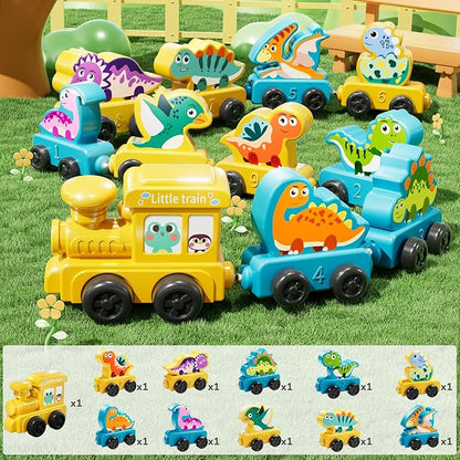 Magnetism Toys Dinosaur Train Set for Toddlers 1 2 3 4 Years Old - Dinosaur Toys for Kids, Color Sorting Toy, Preschool Educational Learning Activities, Birthday Gifts for Boys Girls 1-3, 2-4