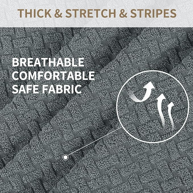 JIVINER 6-Piece Loveseat Recliner Slipcover Stretch Jacquard Recliner Sofa Cover 2 Seater Washable Reclining Couch Cover with Pocket Fitted Furniture Protector Cover (Loveseat Recliner, Light Gray)