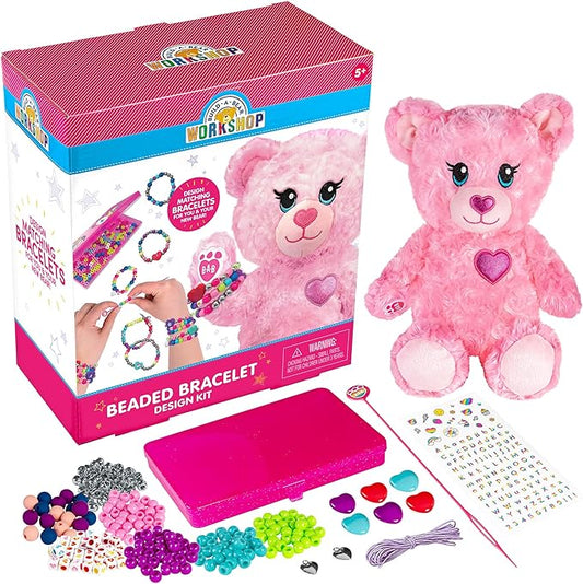Fashion Angels Build-A-Bear Beaded Bracelet Design Kit - Design BFF Bracelets for Girls with Your Stuffed Bear - Beading Tool for Bracelet Making - Heart Beads for Jewerly - Ages 5 and up