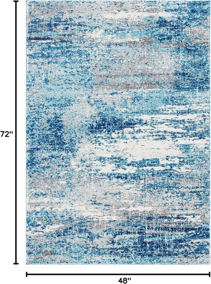 SAFAVIEH Evoke Collection 4' x 6' Light Blue/Grey EVK272M Modern Abstract Non-Shedding Living Room Dining Bedroom Accent Rug