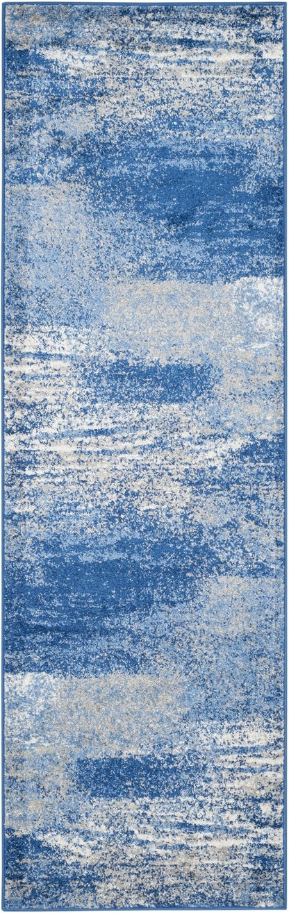 SAFAVIEH Adirondack Collection Runner Rug - 2'6" x 14', Silver & Blue, Modern Abstract Design, Non-Shedding & Easy Care, Ideal for High Traffic Areas in Living Room, Bedroom (ADR112F)