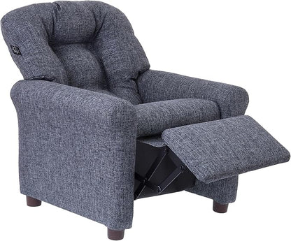 The Crew Furniture Traditional Kids Recliner, Toddler Ages 1-5 Years, Home Décor Polyester Linen, Gray