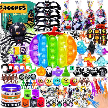 400PCS Halloween Party Favors for Kids, Bulk Toys, Goodie Bag Stuffers, Classroom Prizes, treasure box, Trick or Treat Toy