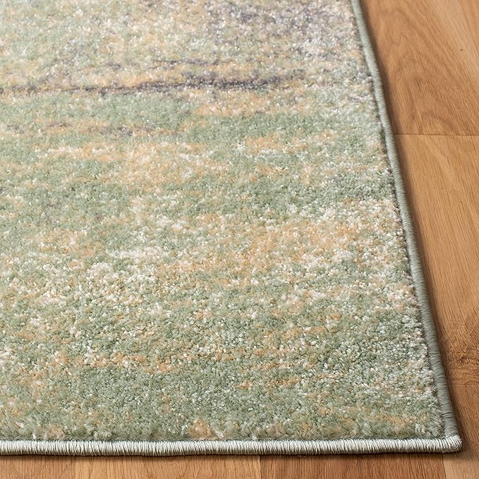 SAFAVIEH Adirondack Collection Runner Rug - 2'6" x 8', Ivory & Sage, Modern Abstract Design, Non-Shedding & Easy Care, Ideal for High Traffic Areas in Living Room, Bedroom (ADR112W)