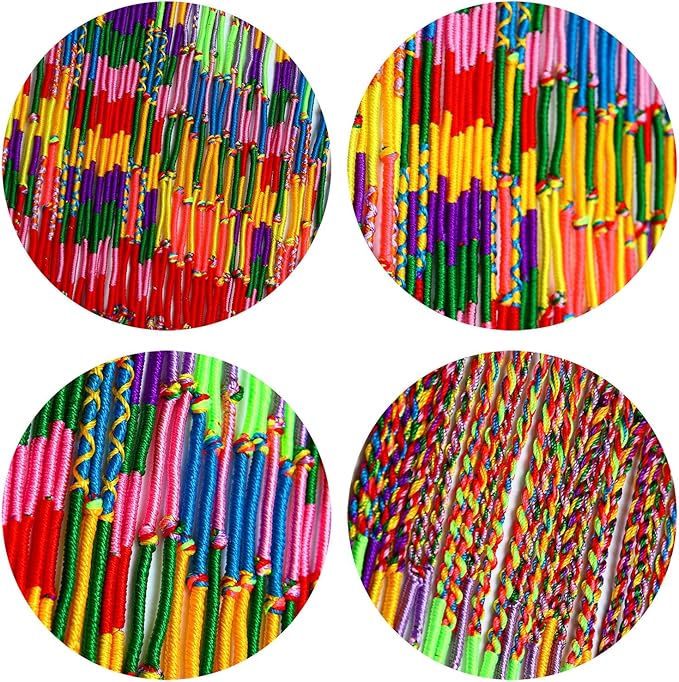 Resinta 100 Pieces Handmade Braided Bracelets Assorted Colors Friendship Cords Thread Bracelets Party Supply Favors for Wrist Anklet