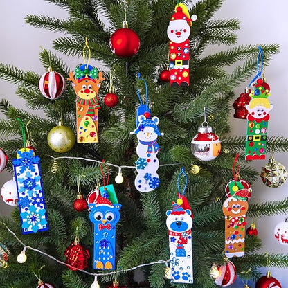 Winlyn 24 Sets Christmas Craft Kits Winter Crafts DIY Christmas Ornaments Bookmarks Decorations Festive Foam Stickers Christmas Arts and Crafts for Kids Holiday Classroom Art Activities Party Favors
