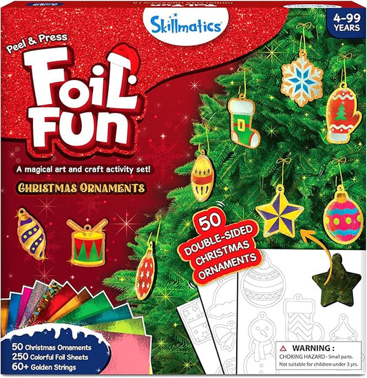 Skillmatics Art & Craft Activity - Foil Fun Christmas Ornaments, Mess Free Art for Kids, Festive Holiday Craft Kits, DIY Decor Creative Activity, Gifts for Girls & Boys Ages 4, 5, 6, 7, 8, 9, and Up