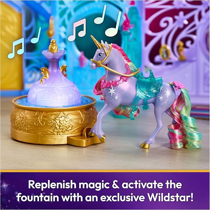 Unicorn Academy, Starglow Fountain & Stable Playset with Wildstar, Lights & Sounds, 24 Accessories, Dolls & Unicorn Toys for Girls Ages 4 and up