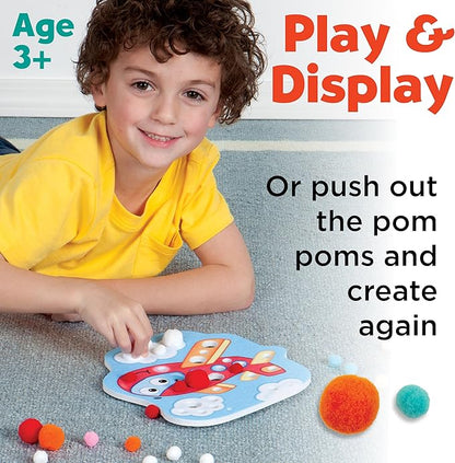 Creativity for Kids Pom Pom Pictures: Transportation - Train and Plane - Preschool Learning Activity, Sensory Toys for Toddlers Ages 3-4+