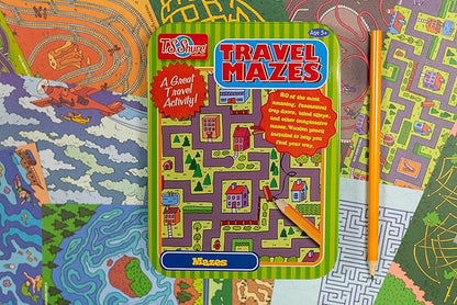 Bendon TS Shure Travel Games Mazes Mini Activity Tin with 20 Illustrated Activity Sheets and Pencil and Tin 50438