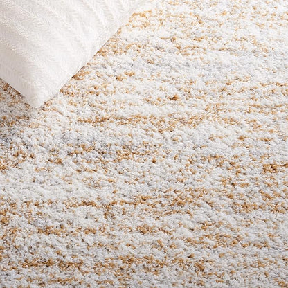 SAFAVIEH Berber Shag Collection Runner Rug - 2'3" x 8', Ivory & Light Gold, Non-Shedding & Easy Care, 1.2-inch Thick Ideal for High Traffic Areas in Living Room, Bedroom (BER563D)