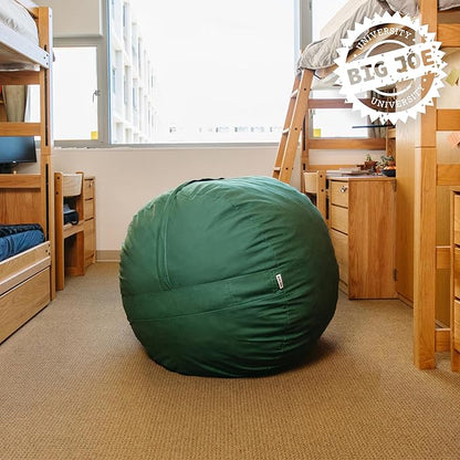 Big Joe Fuf Medium Foam Filled Bean Bag Chair with Removable Cover, Collegiate Green Lenox, Durable Woven Polyester, 3 feet Big