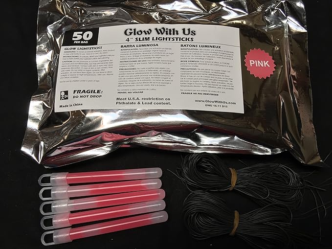Glow Sticks Bulk Wholesale, 500 4” Pink Glow Stick Light Sticks. Bright Color, Kids Love Them! Glow 8-12 Hrs, 2-Year Shelf Life, Sturdy Packaging, GlowWithUs Brand…