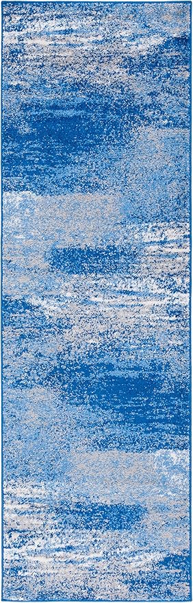 SAFAVIEH Adirondack Collection Runner Rug - 2'6" x 10', Silver & Blue, Modern Abstract Design, Non-Shedding & Easy Care, Ideal for High Traffic Areas in Living Room, Bedroom (ADR112F)