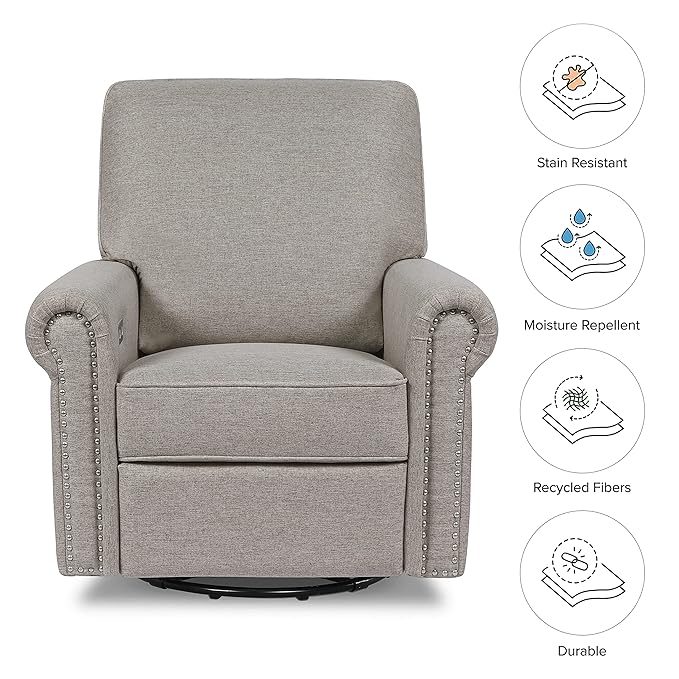 Namesake Linden Electronic Recliner and Swivel Glider with USB Port in Performace Grey Eco-Weave, Water Repellent & Stain Resistant, Greenguard Gold & CertiPUR-US Certified