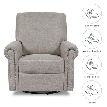 Namesake Linden Electronic Recliner and Swivel Glider with USB Port in Performace Grey Eco-Weave, Water Repellent & Stain Resistant, Greenguard Gold & CertiPUR-US Certified